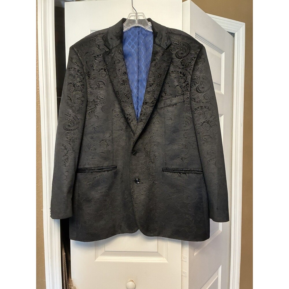 Robert Graham Blazer Jacket Size 48 Tailored Fit Paisley Velvet Black
